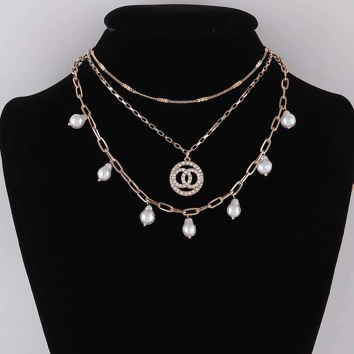 Crema dorada Collar de cadena Stone N Oo de venta al por mayor en Faire