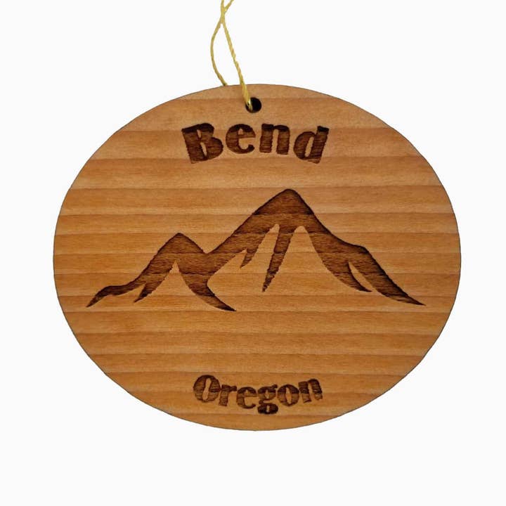 Bend Oregon Ornament Handgemaakte Houten Ornament OR Souvenir Bergen Skigebied Skiën Skiër Cascades voor wholesale door Happy Wood Products