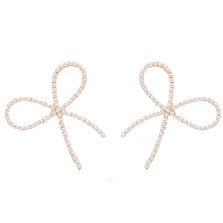 St Armands Designs of Sarasota - Wholesale Stud/Post Earrings - Pearl Statement Bow Earrings