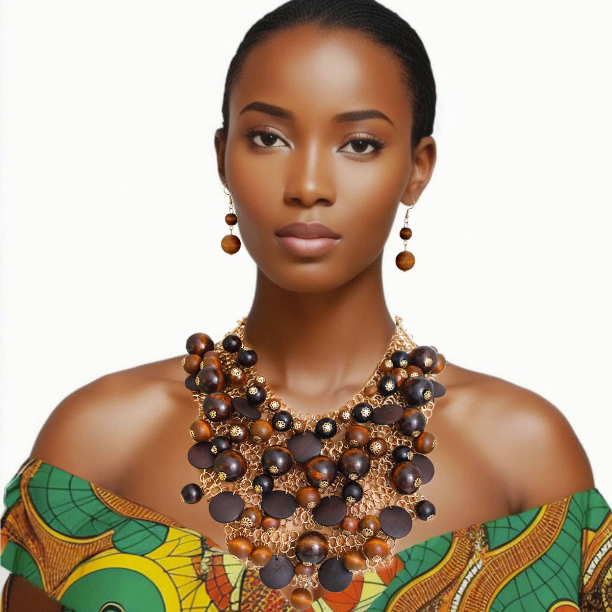 Brown Earth-Toned Wood Chainmail Set for wholesale on Faire2