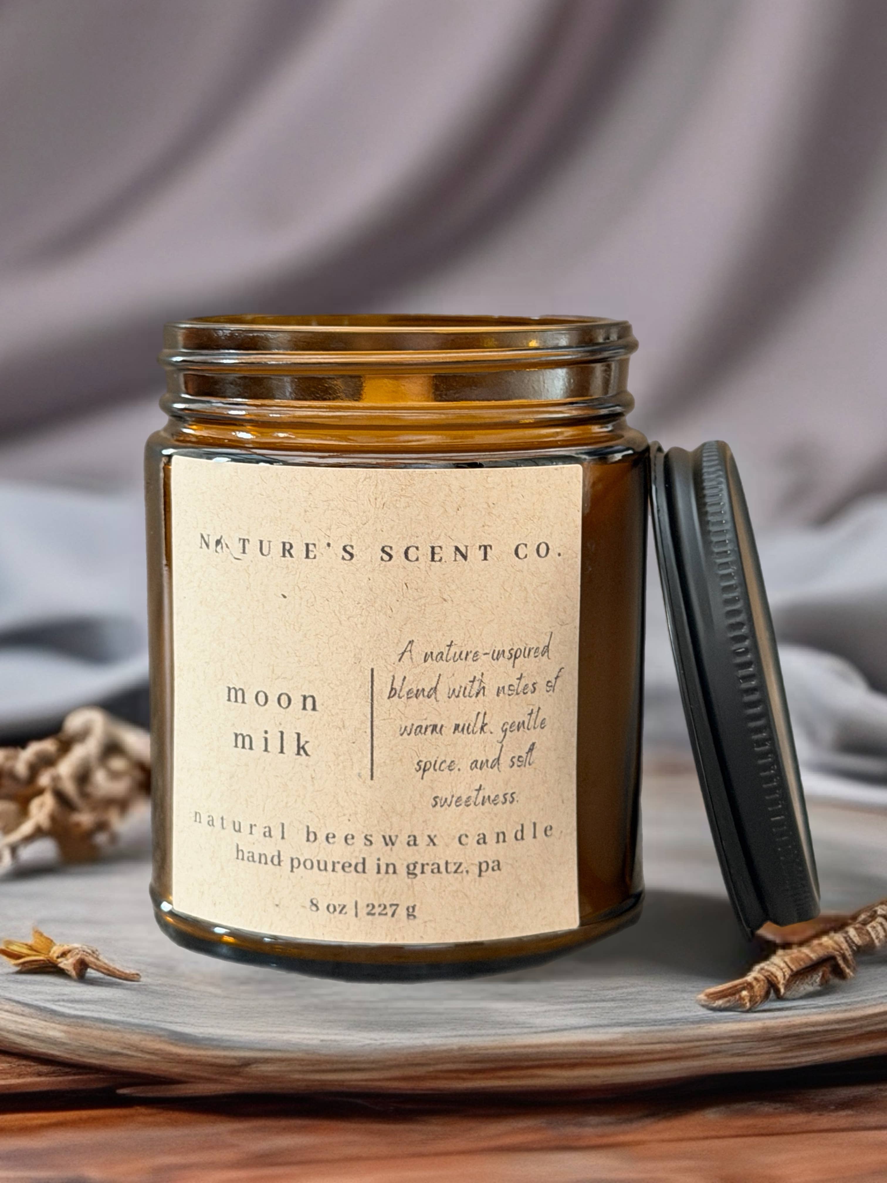 Nature’s Scent Co - Vendita all'ingrosso Candela in vasetto - Latte di Luna | Candela di Cera d'Api | Stoppino di Legno1