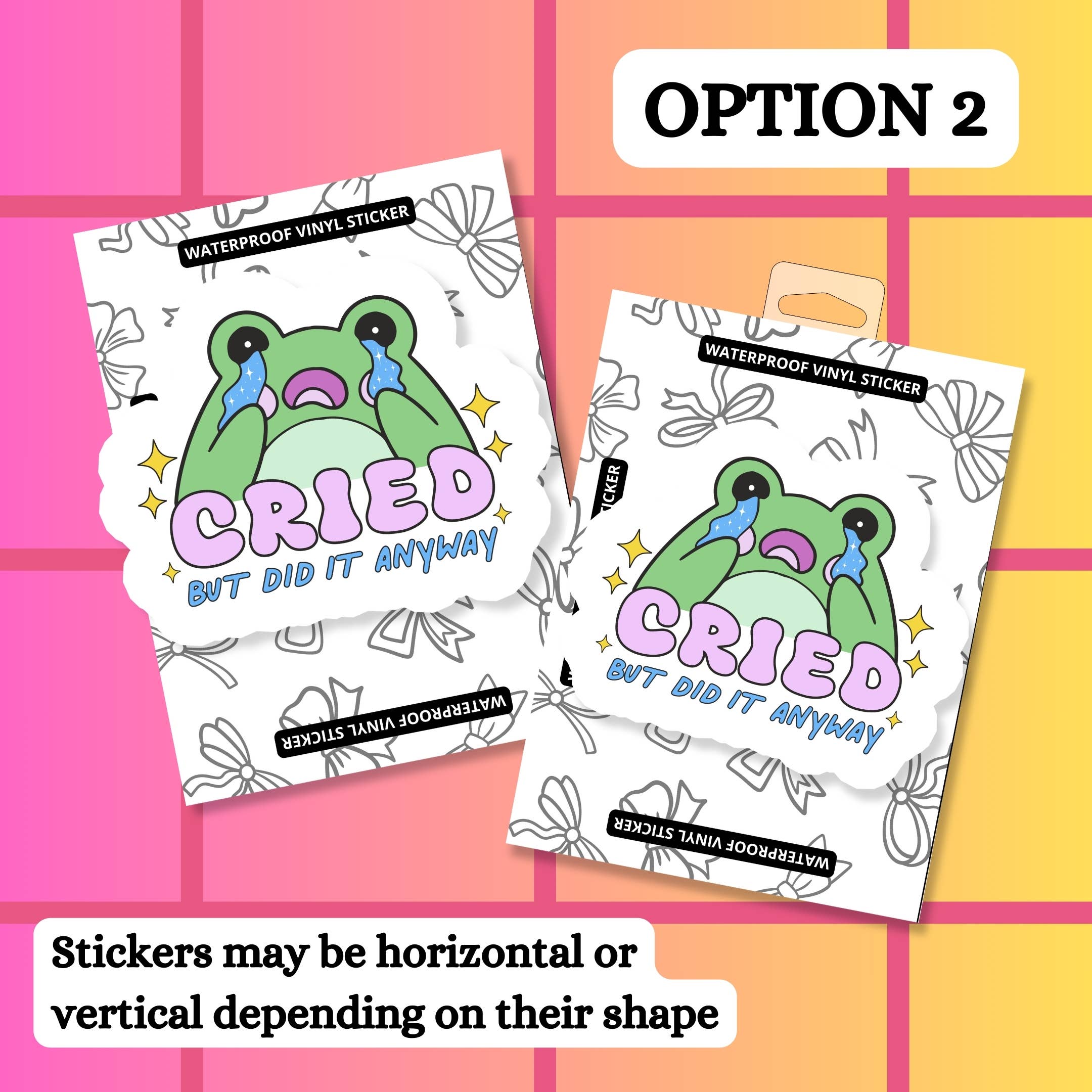 Stickers+ X Ashley Bexar - Wholesale Sticker - Frog Cry Relatable Mental Health Waterproof Vinyl Sticker3