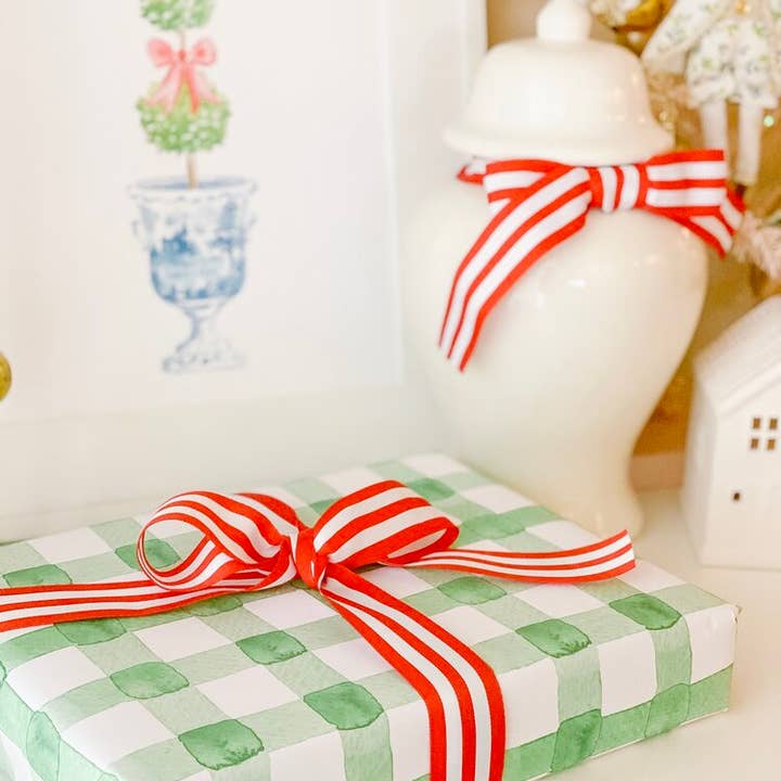 Simply Jessica Marie - Vente Feuille de papier cadeau - Papier cadeau aquarelle Green Buffalo Check 3 feuilles1