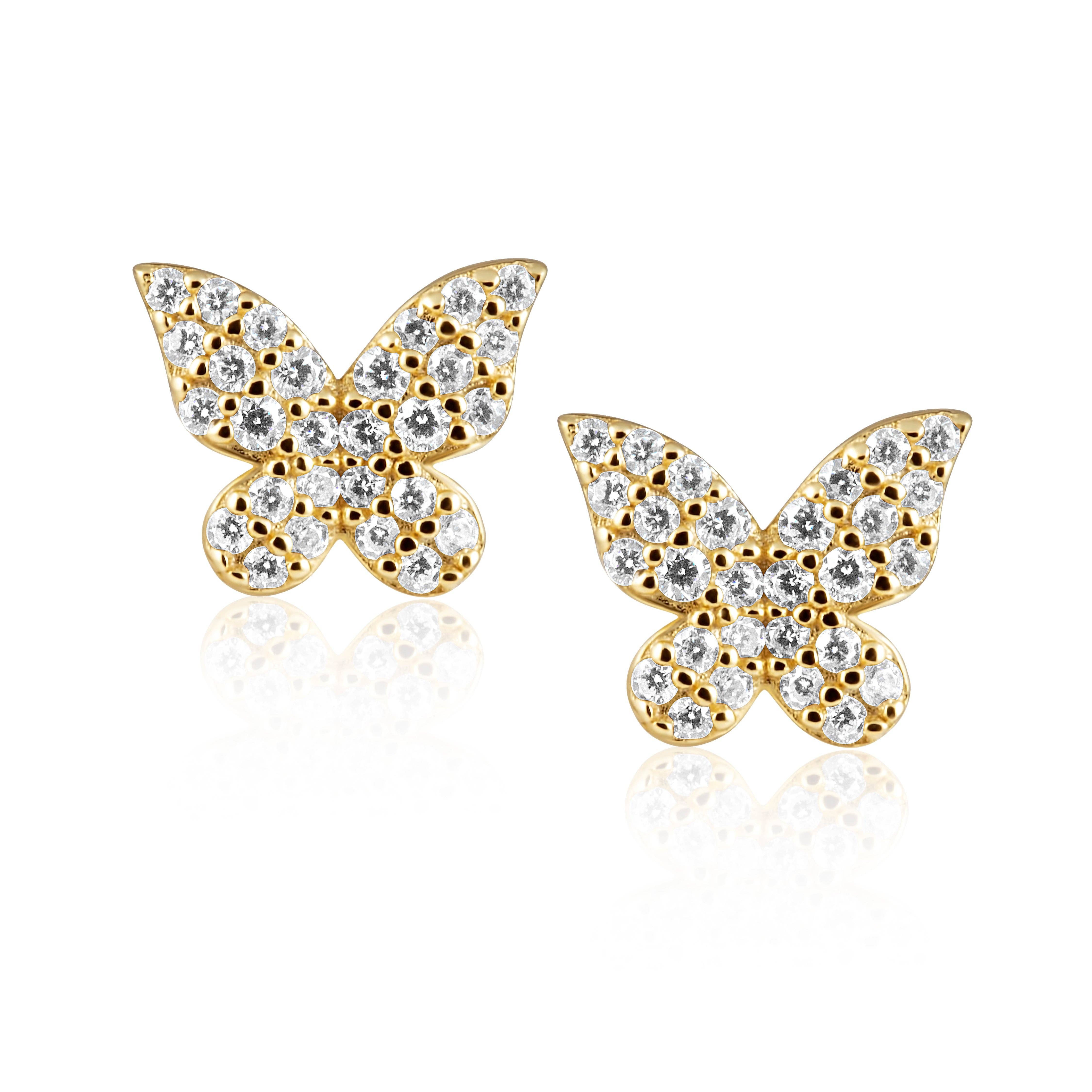 Sahira Jewelry Design - Wholesale Stud/Post Earrings - Elsie Pave Butterfly Studs2