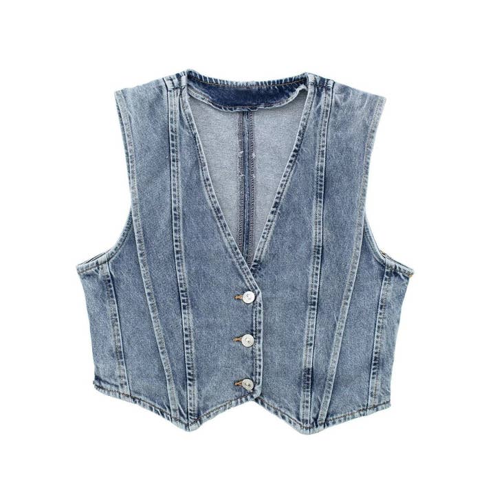 Blue Denim vest for wholesale on Faire