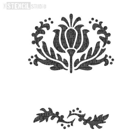 Tulip Motif & Border Stencil for wholesale by The Stencil Studio