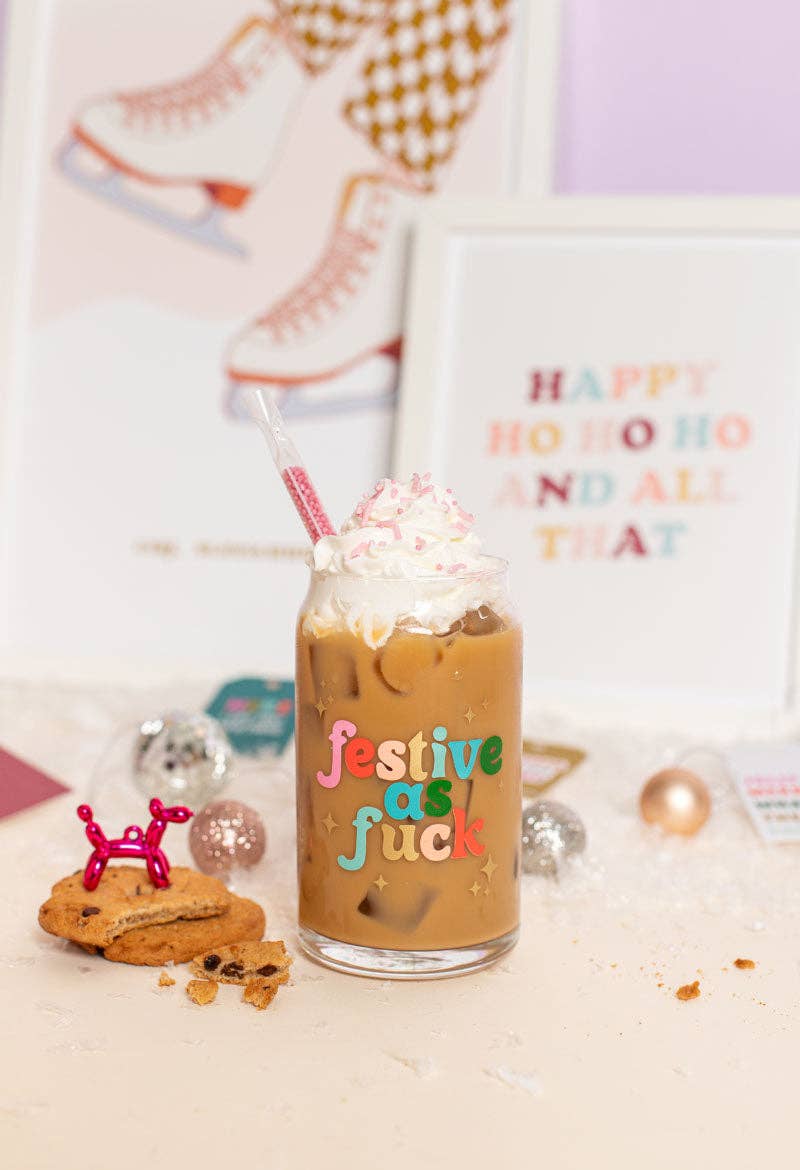 Talking Out of Turn - Wholesale Drinking Glass/Cup - Holiday Can Glass w/Lid + Straw7