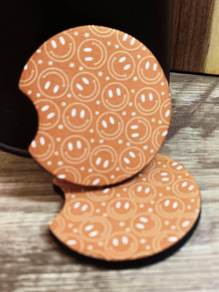 Smiley Face Auto Onderzetters voor wholesale door AK & Company