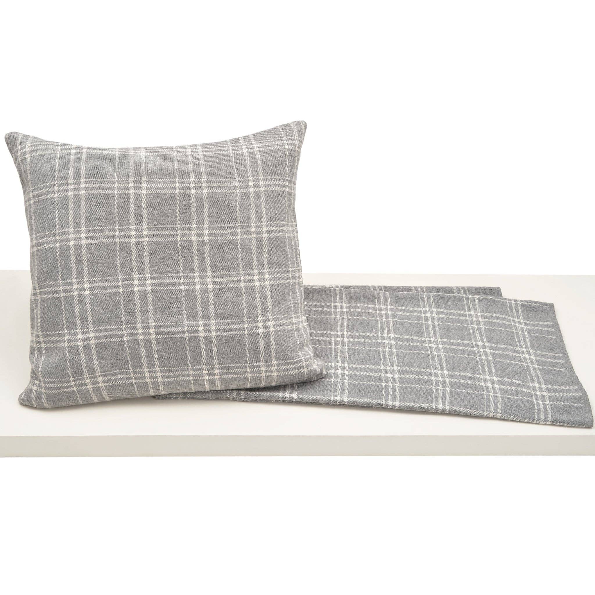 Merben International Inc. - Wholesale Throw Pillow Cover - Thomas Plaid Pillow - Grey 20"x20"1