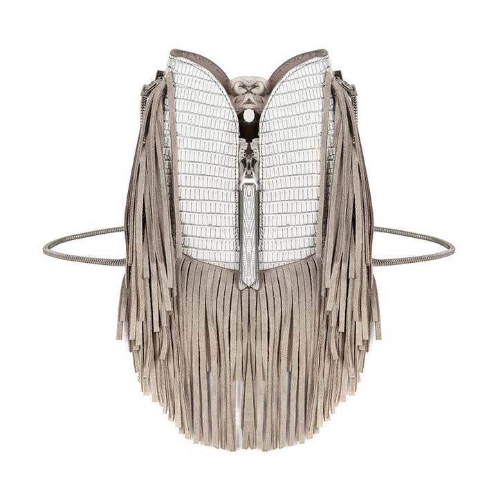 Katy Lizard præget hvid læder Skuldertaske for engroshandel hos Tara Folks