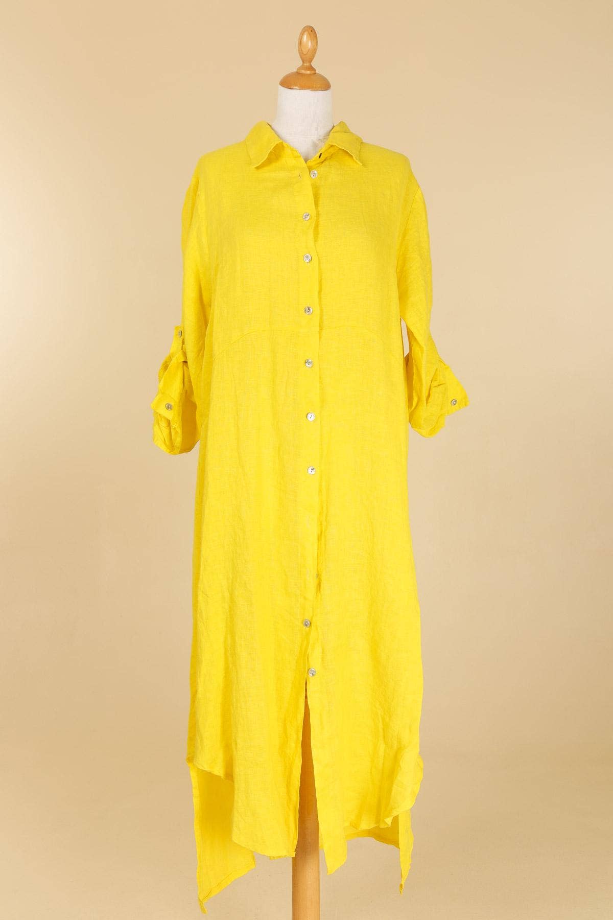 la maison des fibres naturelles - Wholesale Button Down Shirt - Women's - Long shirt dress 68036 100% LINEN10