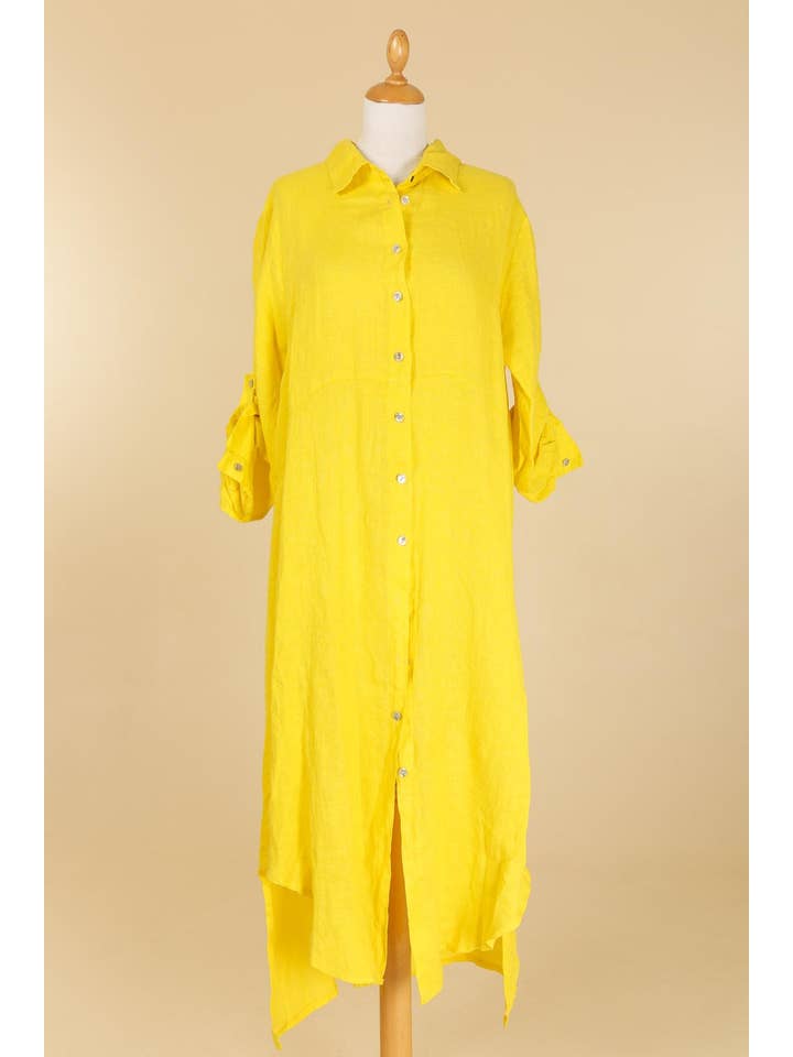 la maison des fibres naturelles - Wholesale Button Down Shirt - Women's - Long shirt dress 68036 100% LINEN31