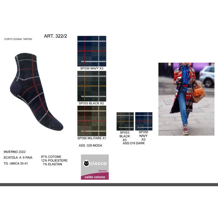sprankelende tartan sokken (322/2) voor wholesale door Ciocca