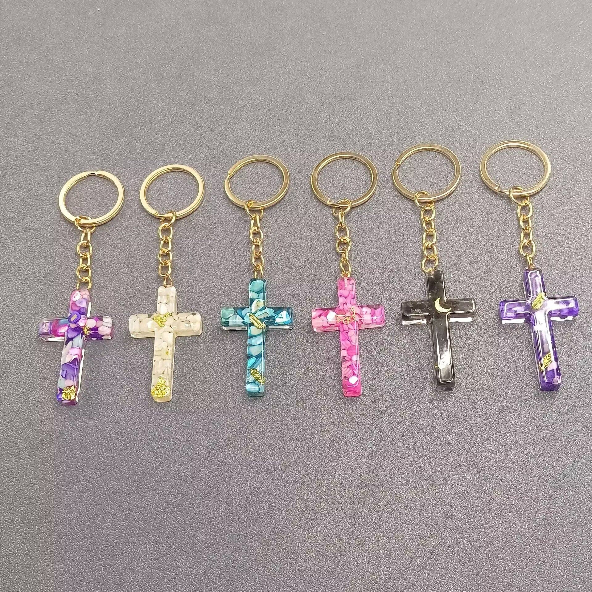 Mio Queena - Vente Porte-clés – femme - Porte-clés Ornements de Sac en Résine de Gravier Multi-style avec Breloque Croix9