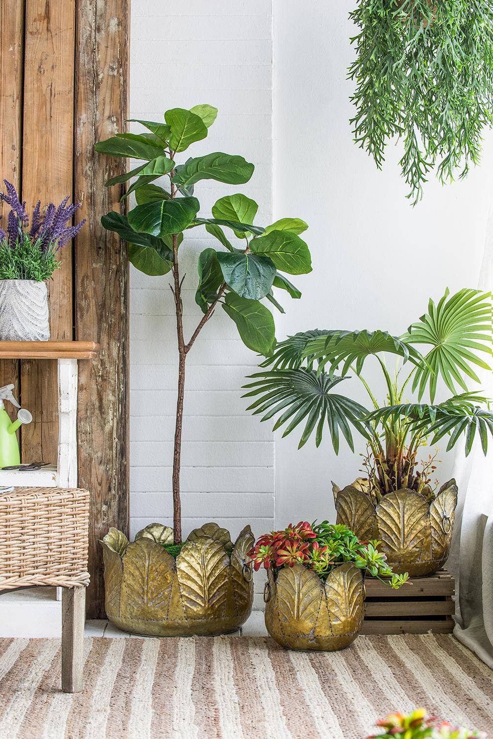 A&B Home Group Inc. - Wholesale Plant Pot - S/3 Gilded Zinc Leaf Bowl Planter Set (3-Piece)7