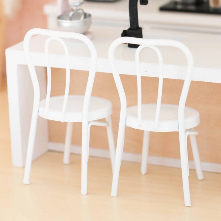 Macy Mae Dollhouse Designs - Wholesale Doll - Kids - Dollhouse Metal Bistro Chair Set | White