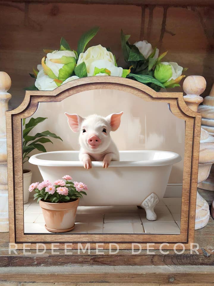 Provinsgris i badekar indrammet kunst for engroshandel hos Redeemed Decor