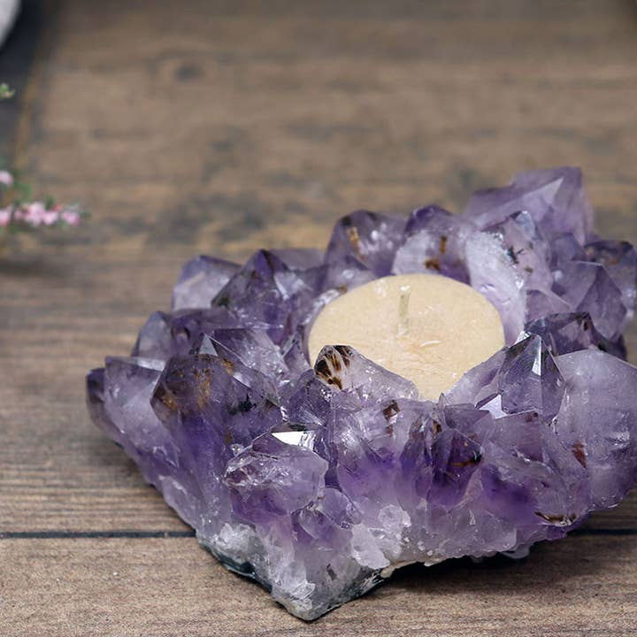 Natures Artifacts Inc - Wholesale Candle Holder - Amethyst Cluster Candle Holder - Amethyst Home Decor4