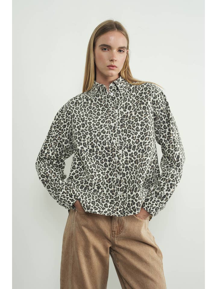 MAT3036 LEOPARD PRINT DENIM SHIRTS for wholesale on Faire