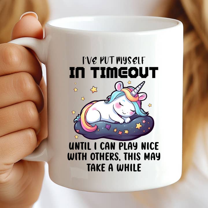 Jeg har sat mig selv i timeout, indtil jeg kan opføre mig pænt sjovt krus for engroshandel hos Hello Gorgeous Mugs