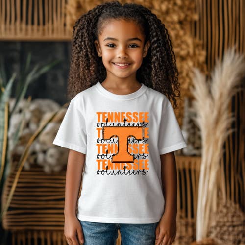 Pressed in Chaos - Wholesale Screen Printed T-Shirt - Kids - Big T Tennessee Volunteers Youth T-Shirt – Game Day Kids Tee