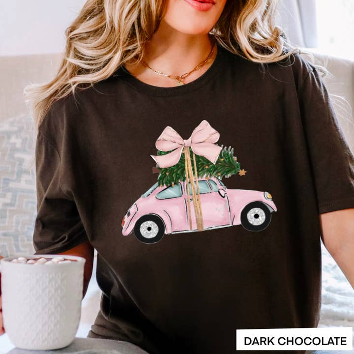 Shoppe SHC - Wholesale T-shirt (graphic) – women's - Pink Christmas Car Christmas 2025 Graphic Tee | Gildan27
