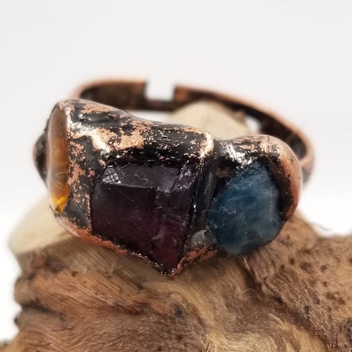 Vintage 3 Chakra Natural Stone Ring for wholesale by CHAKRA JEWELRY