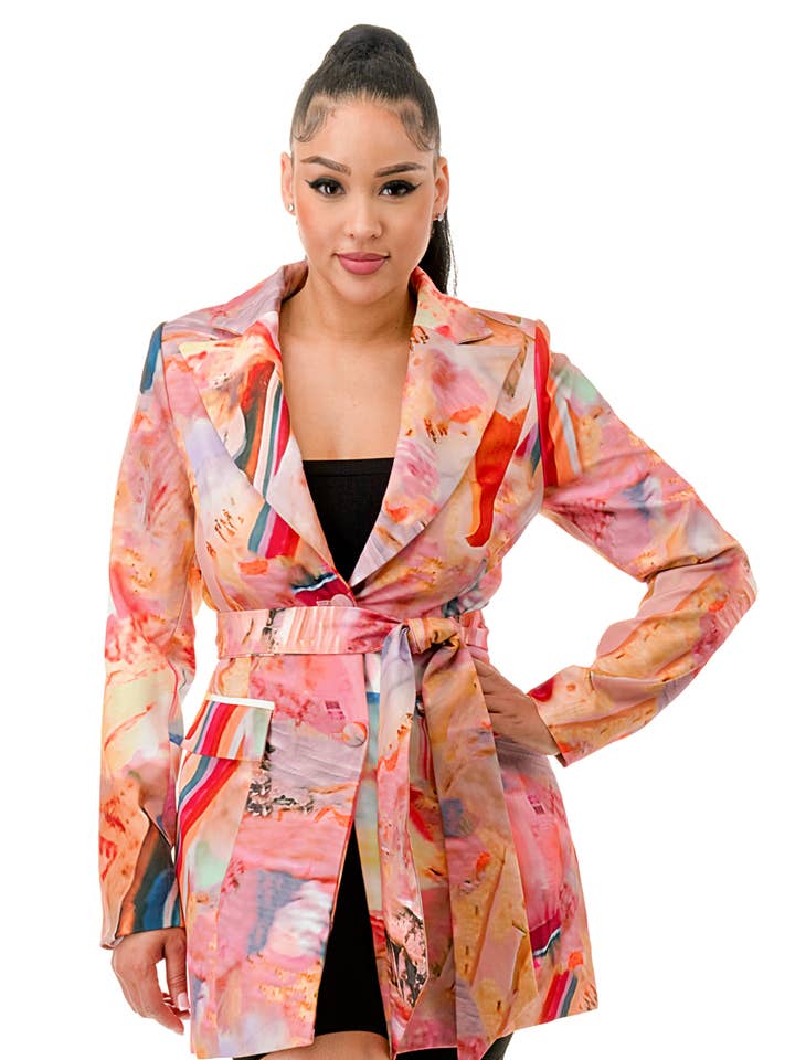 Blazer classique à manches longues et taille nouée pour la vente par Namatt Design