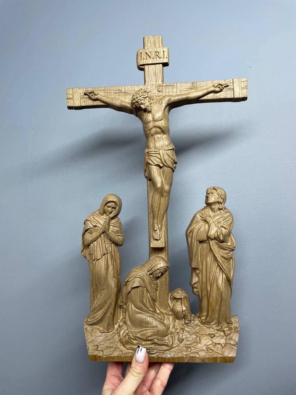KozakWorkshop – wholesale Wall cross – Wall Wooden Carved  Golgotha on stand17