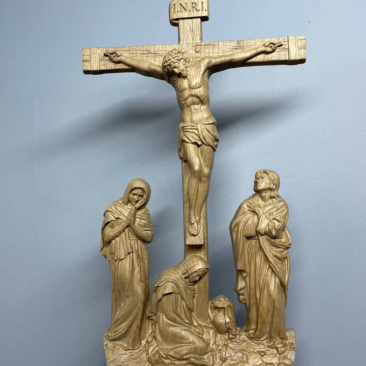 KozakWorkshop – wholesale Wall cross – Wall Wooden Carved Golgotha on stand17