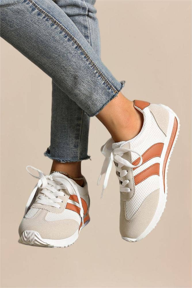 LA Society - Wholesale Lifestyle Sneakers - Women's - Color Block Patchwork Breathable Lace-up Sneakers1