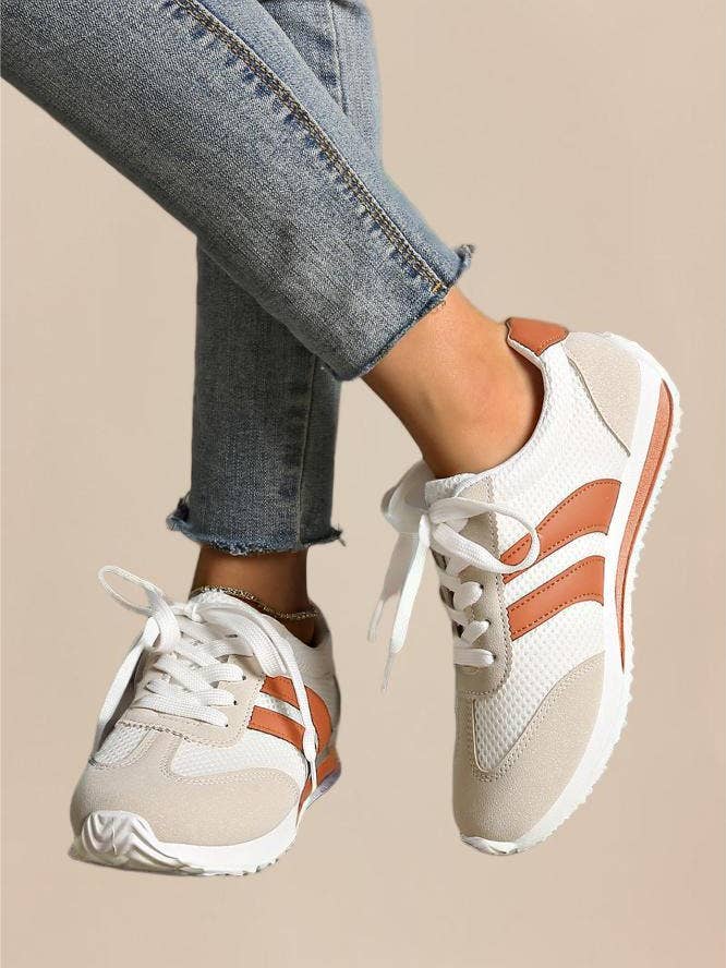 LA Society - Wholesale Lifestyle Sneakers - Women's - Color Block Patchwork Breathable Lace-up Sneakers1