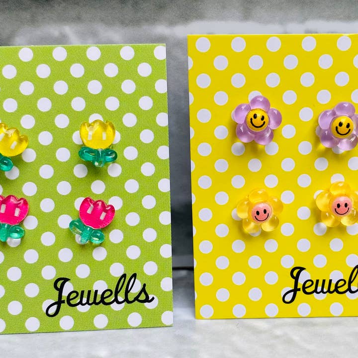 Pair of Flower earrings tulip or sunflower daisy for wholesale by Jewells