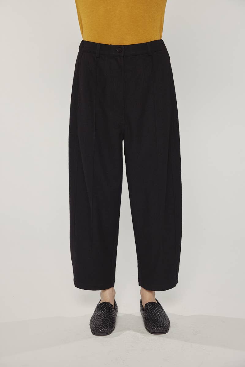 Black Wool blend pintuck pants for wholesale on Faire1