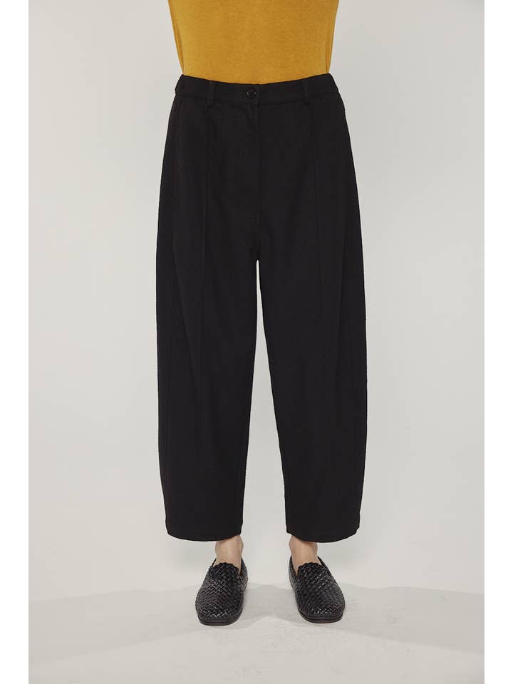 Black Wool blend pintuck pants for wholesale on Faire1