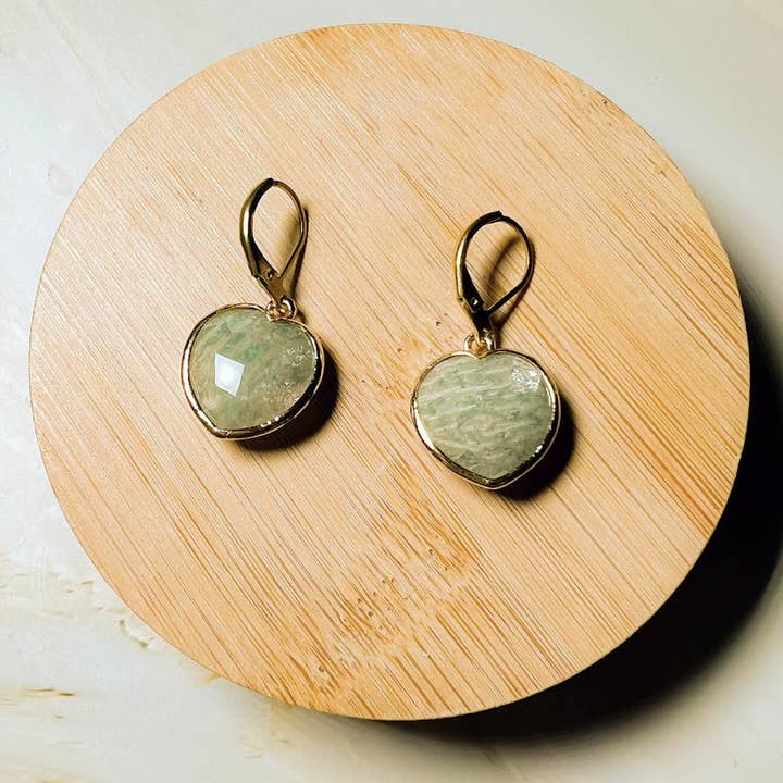 Amazonite Chubby Heart Earring for wholesale by Santore Jewelry Company