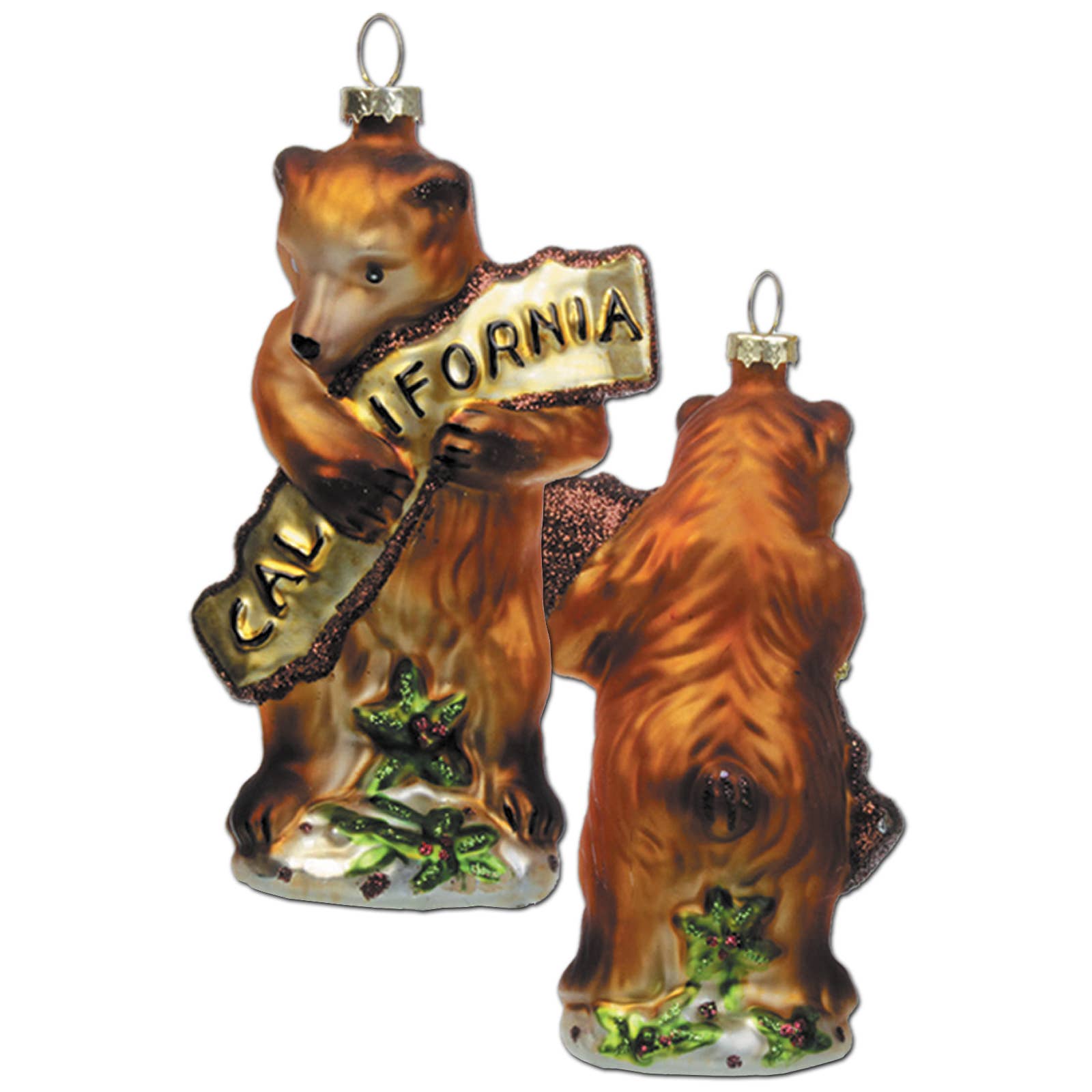 SF Mercantile - Wholesale Ornament - CA Bear Hug Glass Christmas Ornament1