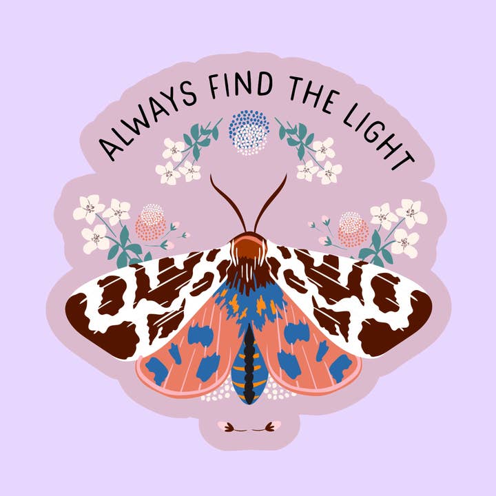 Meme-Sticker „Always Find The Light Butterfly Motte“, gestanzt für den Großhandel von The Sticker Lab