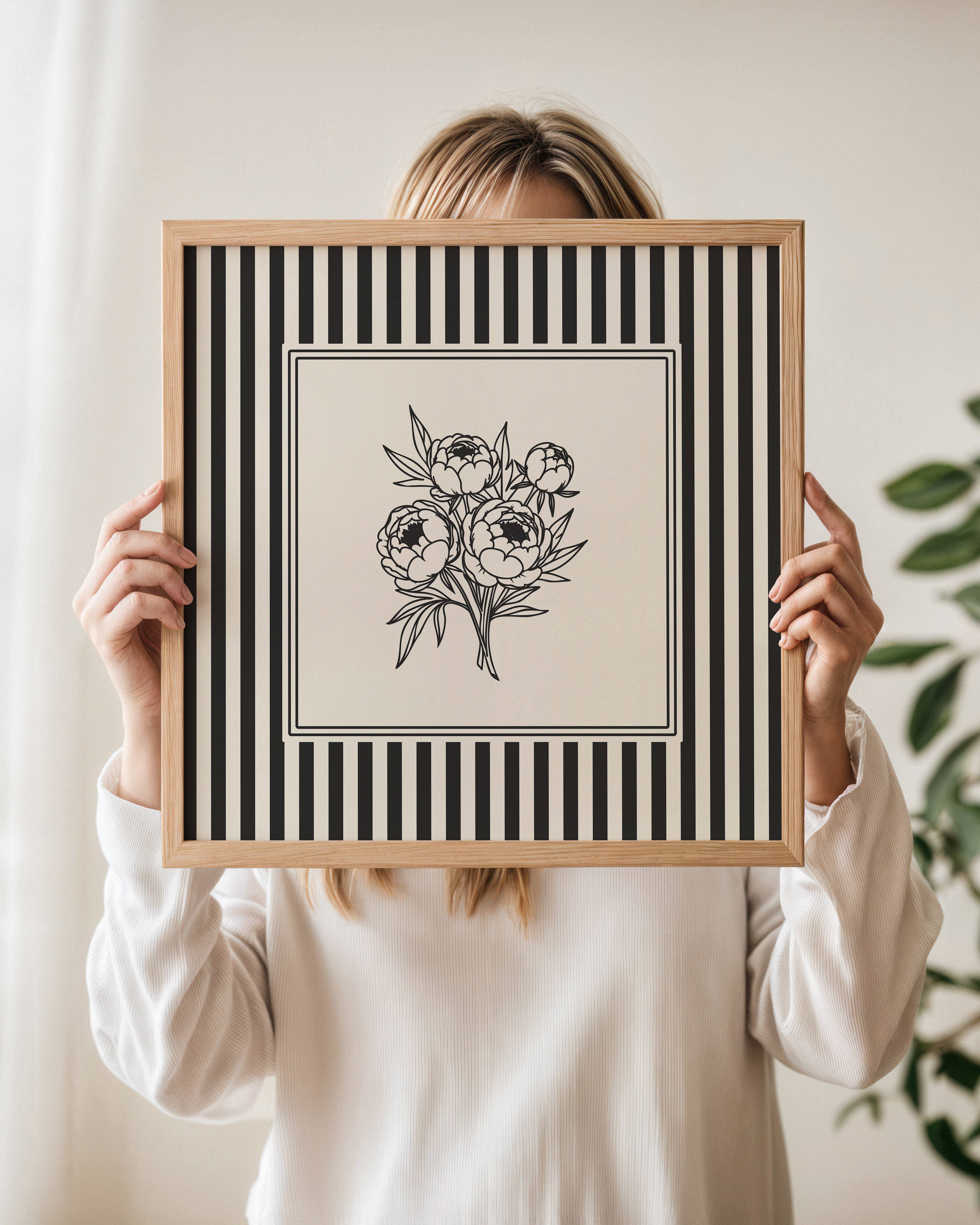 Paperly Creative Co - Wholesale Art Print - Minimalist Black & White Peonies Art Print II12