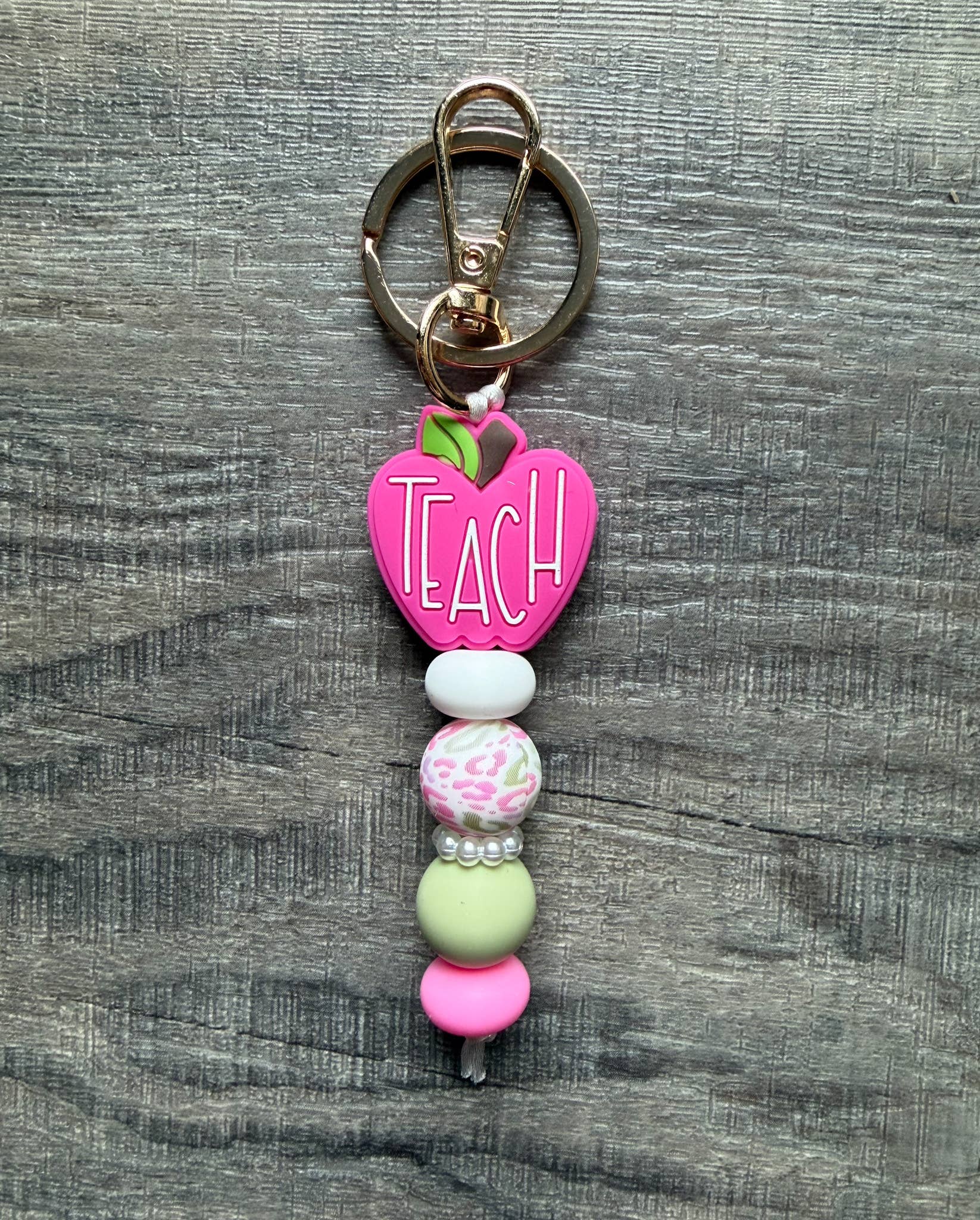 JILLIAN INK LLC - Wholesale Keychain - Women's - Pretty Pink Apple Colorful Teacher Keychain1