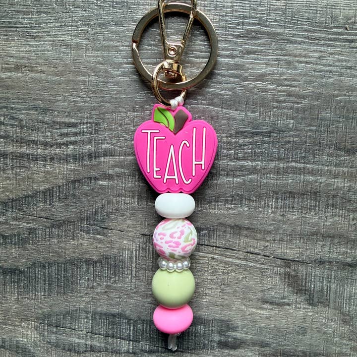 JILLIAN INK LLC - Wholesale Keychain - Women's - Pretty Pink Apple Colorful Teacher Keychain1
