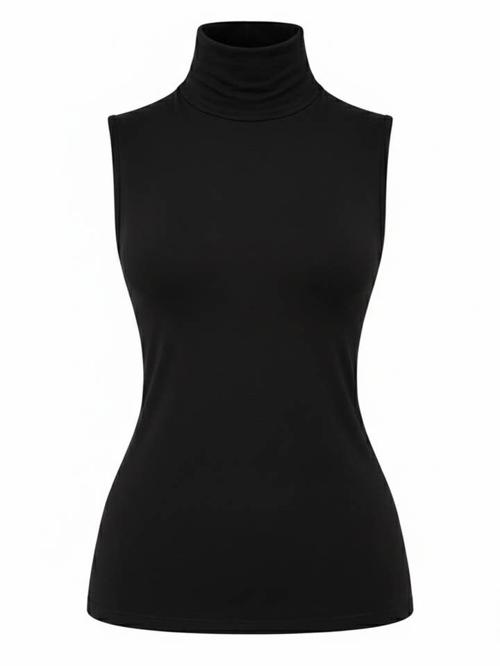 Top de gola alta sem mangas por atacado de Aleeza Paris