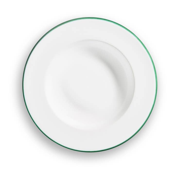 Gmundner Keramik Handels GmbH - Vendita all'ingrosso Piatto - Bordo verde, piatto fondo gourmet (diametro 24 cm)
