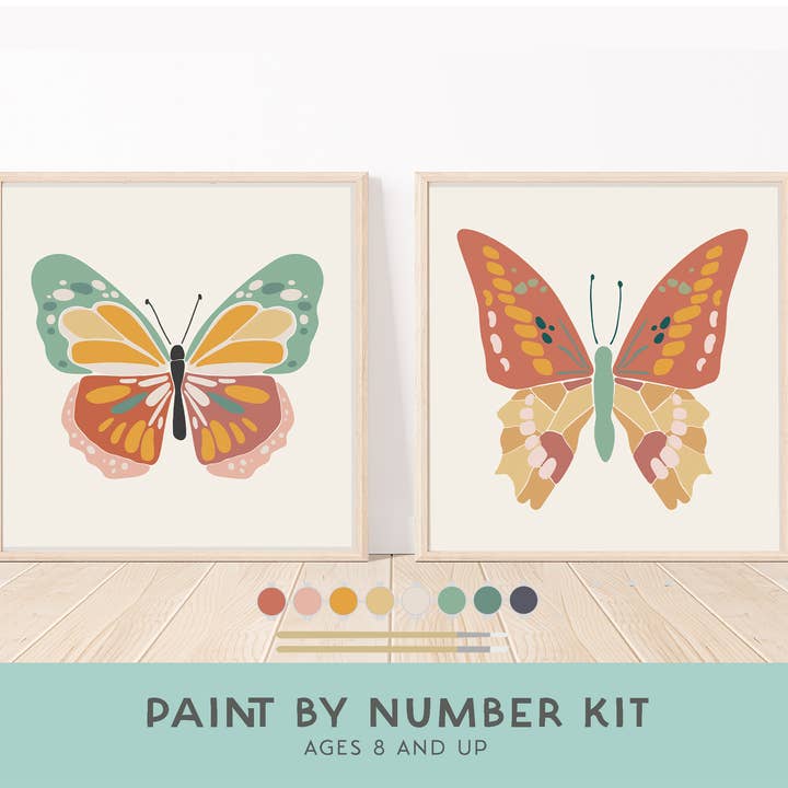 Breathe People - Wholesale DIY Craft Kit - Kids - Butterflies Paint by Number Kit + Easel for Kids