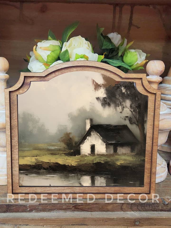 Arte emoldurada de lagoa de casa provincial por atacado de Redeemed Decor