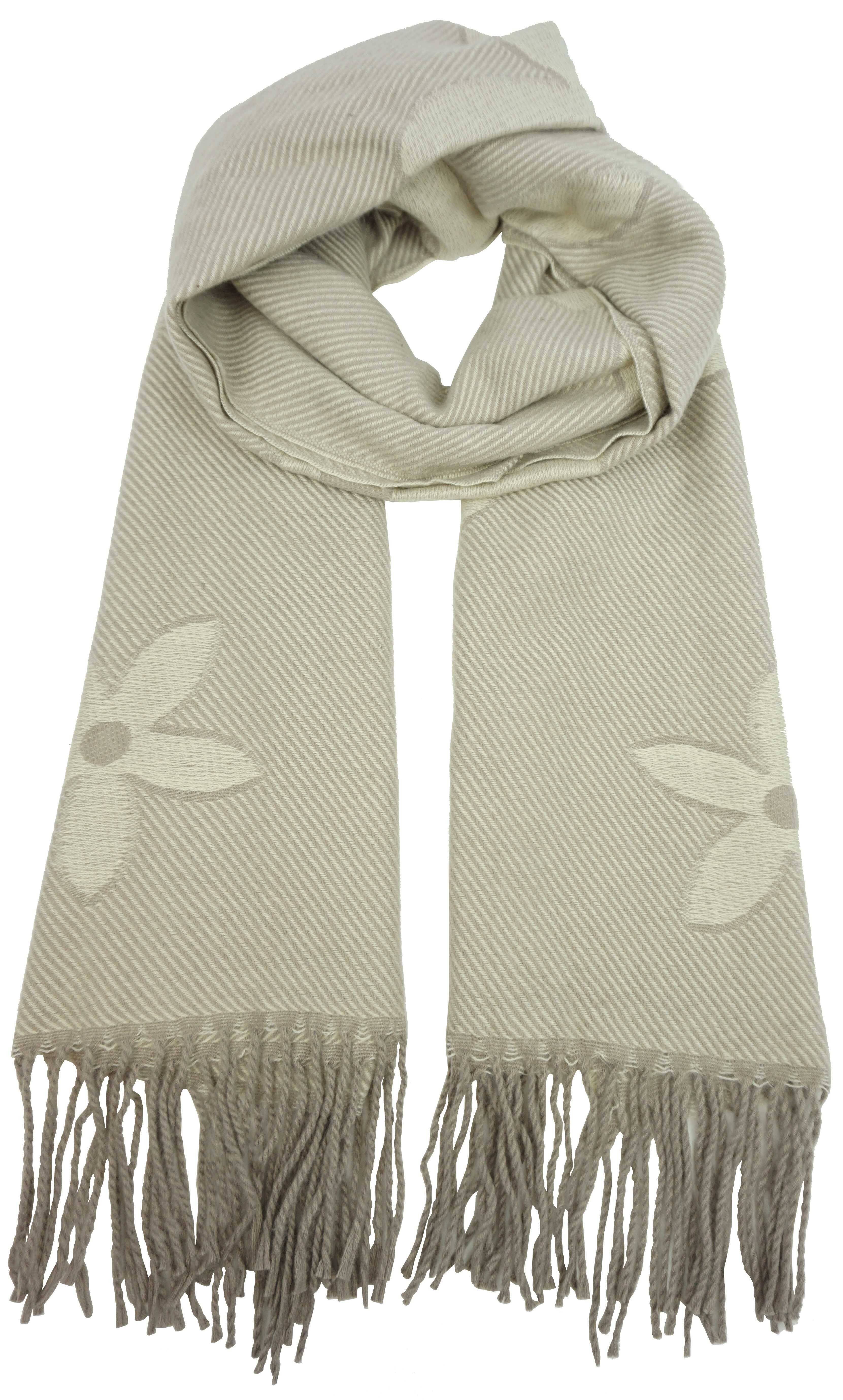 Anais - Vente Écharpe – femme - Echarpe avec franges et fleurs réversible YF59664