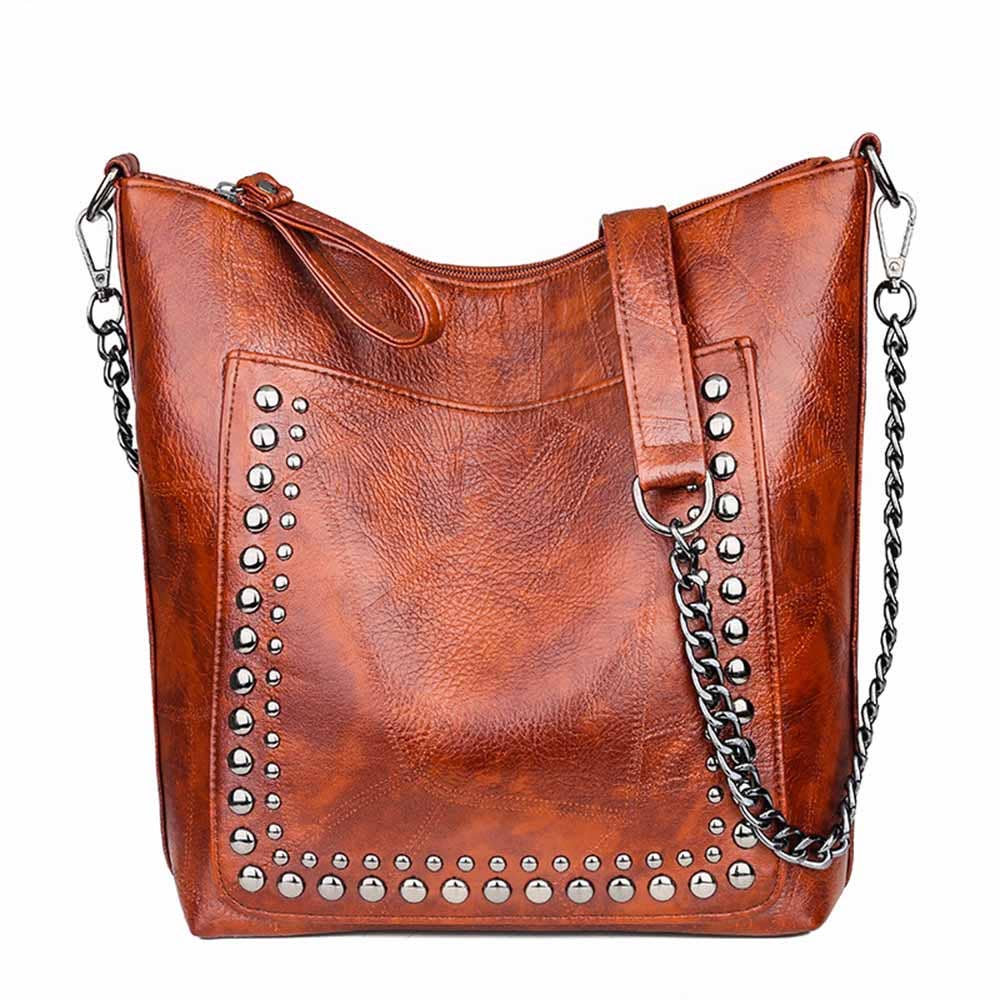 Wholesalesir - Wholesale Tote Bag - Women's - Fashion Chain Rivet Shoulder Tote Bag0