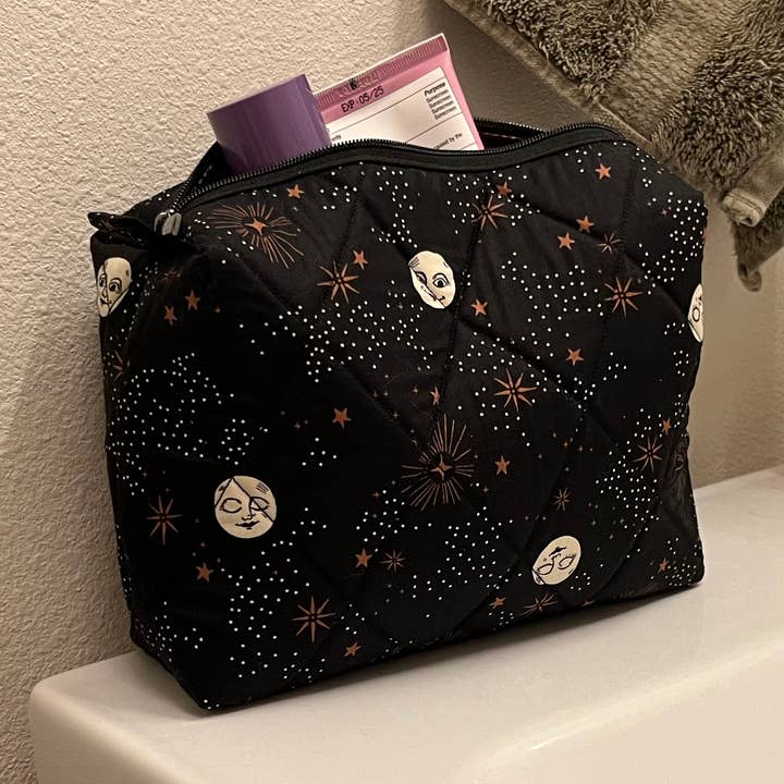 Full Moon Quilted Makeup Bag for wholesale by Cholla Street Studios