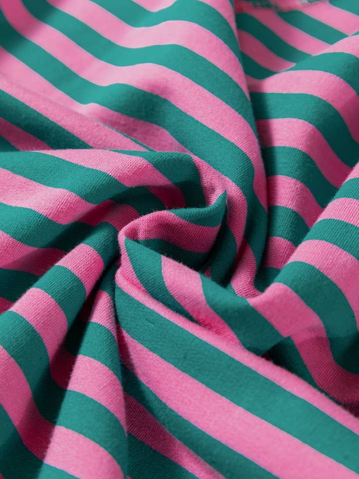 Green Stripe Oversized Colorblock Striped Pullover Sweatshirt for Women for wholesale on Faire18