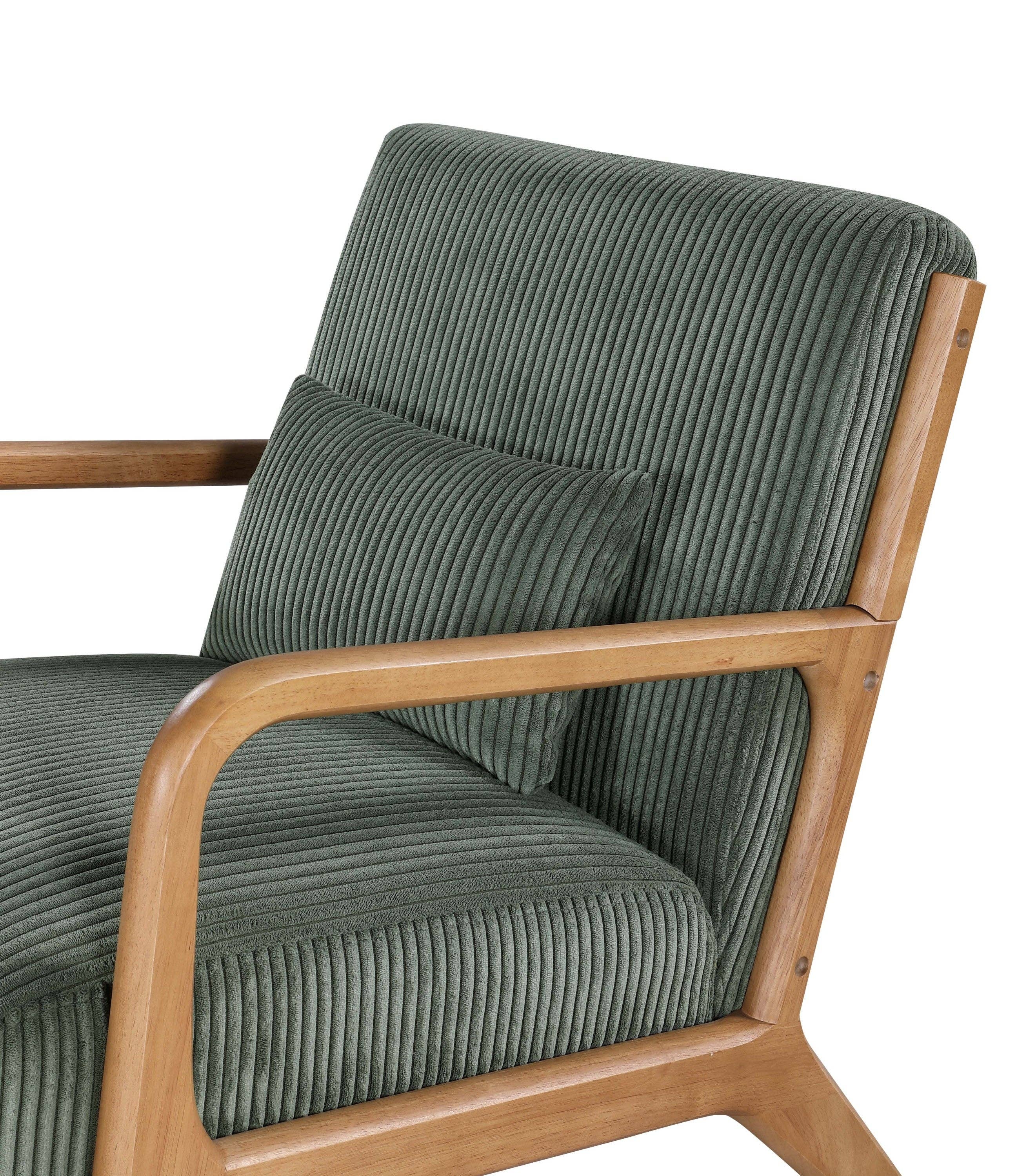 39F Inc. - Vente Chaises - Fauteuil en velours côtelé en bois, Gris/Beige/Jaune/Rose/Camel10